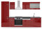 Vicco Küchenzeile R-Line, Bordeaux Hochglanz/Weiß, 300 cm, AP Anthrazit