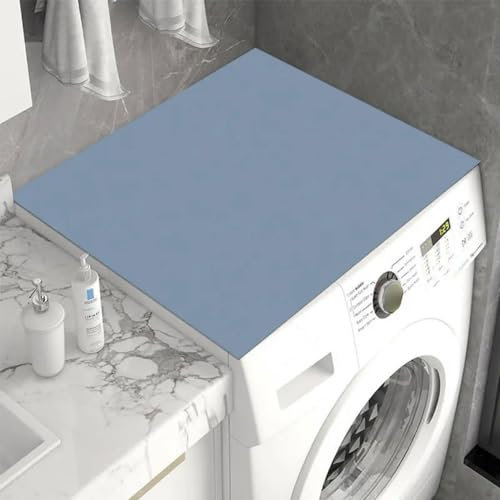 Treer Tappetino per Lavatrice Antiscivolo Assorbente, Copertura per Lavatrice Morbido e Ritagliabile, Tappetino Protezione Superiore per Lavatrice e Asciugatrice (50x80cm,Azzurro)