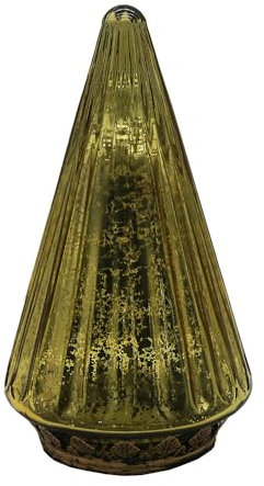 Clayre & Eef Weihnachtsdekoration mit LED-Beleuchtung Weihnachtsbaum Ø 11x19 cm Goldfarbig Glas