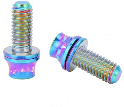 2Pcs Water Bottle Cage Screws M5X12mm Bike Bolts Titanium Alloy Titanium Alloy Bike Bottle Bracket Storage Rack Bolt Bicycle Sory (with Gasket) (Dazzle Colour)