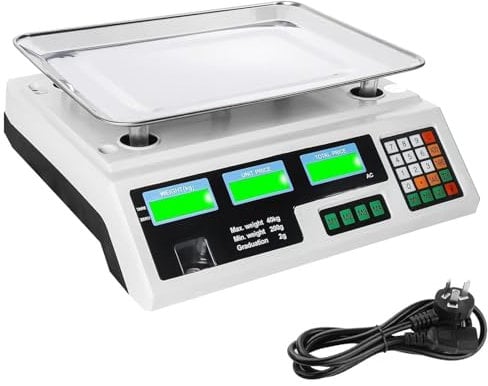 88lb LCD Electronic Price Computing Scale, 40kg x 2g Digital Price Scale LCD Digital Commercial Food Weight Scale