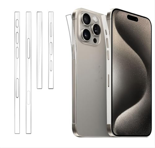 GIOPUEY [4 Stück Seitlicher Rahmen Folie Kompatibel mit iPhone 16 Pro Max, Ultra Dünn Flexibles TPU, Kratzfest, Kompatible Hülle, Seitliche Schutzfolie - Transparent
