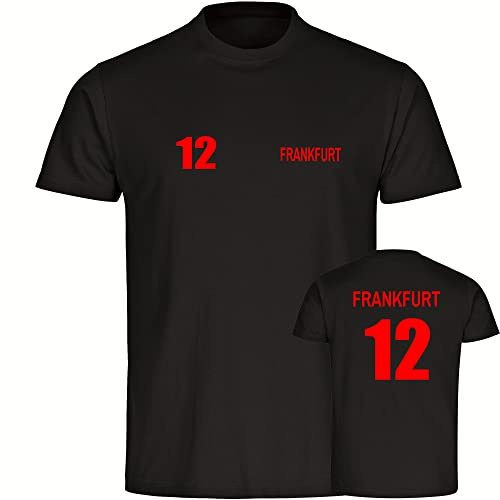 multifanshop Herren T-Shirt - Frankfurt - Trikot Nummer 12 - Druck rot - Männer Größe S schwarz