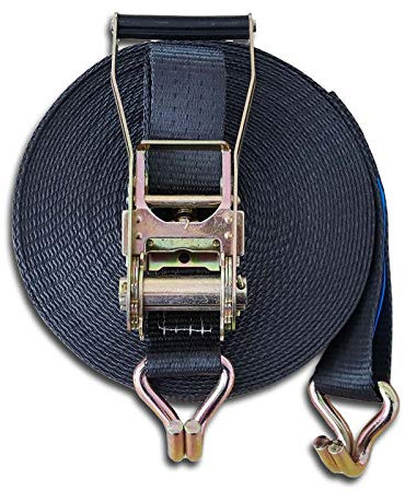 Sangle d'arrimage 5 to 30 m 50 mm / cliquet de base EN 12195-2 2500/5000 daN, noire, fabriquée en Allemagne