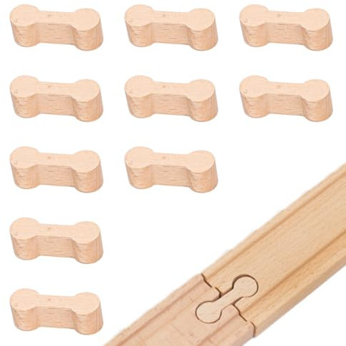 YAPKOLV 10 Stück Holzschienen Adapter Verbinder, Universal Holzschiene, Wiederverwendbare, Robustheit Gleisanschlussadapter aus Holz, für Spielzeugeisenbahnen Geburtstagsfeier