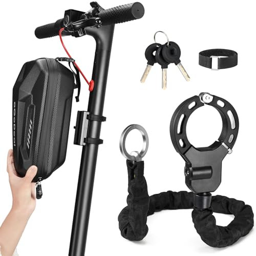 Antivol Trotinette Electrique, Robuste Antivol Chaine Velo avec Clés, Verrou de Sécurité, Chaînes Antivol pour Scooter Electriques, avec Clés et Sac Etanche