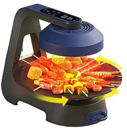 WBRSybUK 1390W Smokeless Electric Oven with LCD Display Screen, 360° Automatic Rotating Baking Pan And 11 Gear Adjustable Temperature, Removable Baking Pan, For Party, Camping
