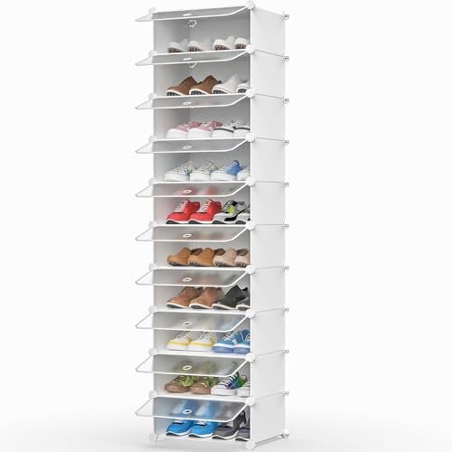 HOMIDEC Meuble Chaussure, 10 Niveaux Meuble à Chaussure, pour 20 Paires de Chaussures, Rangement Chaussure Meuble Chaussure Entree pour Entrées, Chambres et Couloirs, Transparent