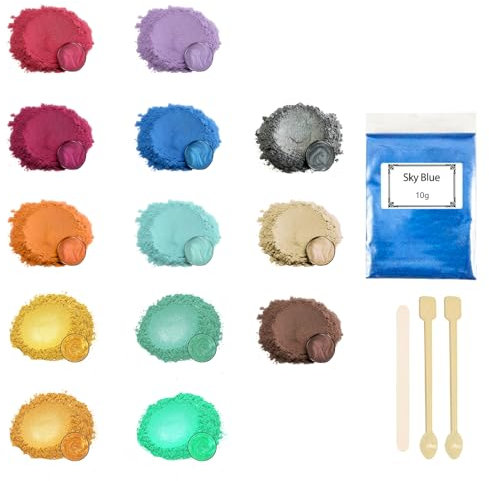 Ovaletta 13 Epoxidharz Farbe 10g,Mica Powder, Kerzen Selber Machen Set, Farbpigmente für Gießpulver, Badebomben Selber Machen, Diy Pigmentpulver für Seifenfarbe, Kerze, Kosmetischer, Schleim