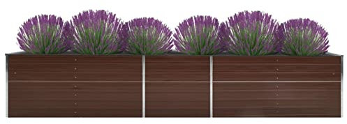 Xichuzi Garten-Hochbeet Verzinkter Stahl 400×80×77 cm Braun, Palettenrahmen, Hochteich, Gemüsebeet, Kräuterregal Balkon, Blumenbeet, Kräuterspirale, Tomatenbeet, Pflanzhochbeet - 47062