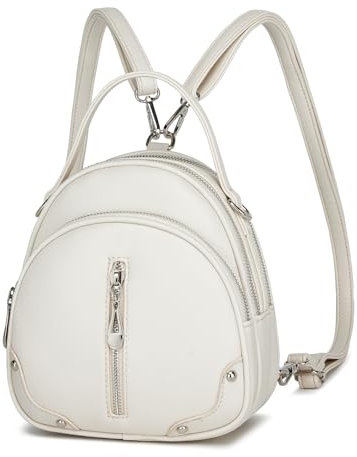 Miss Lulu Damen Handtasche Mini Rucksack Kleiner Eleganter Cityrucksack für Frauen Leichter Reiserucksack mit Abnehmbarem Riemen und 4 Reißverschlusstaschen