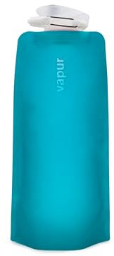 Vapur Collapsible Water Bottle with Carabiner, Compact Bottle Folds Flat for Hydration On The Go, Ideal for Traveling, Hiking or Camping, 23 Ounce, Teal, Pack of 1
