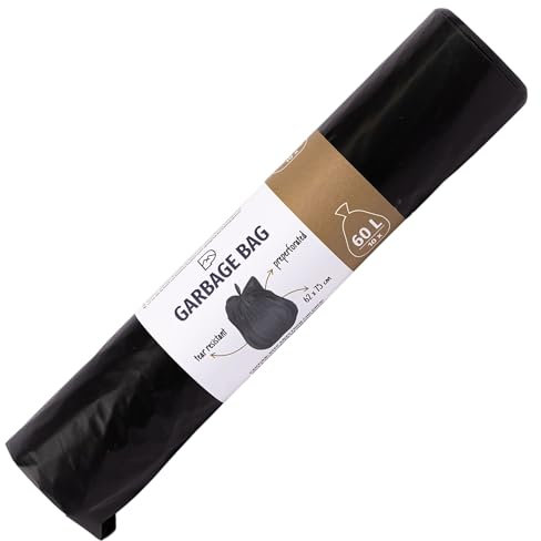 Müllbeutel 60 Liter - 10x BLiX Extra Dick Schwarz, Robuste Mülltüten aus Kunststoff 45µ, Ideal für Haushalt & Gewerbe