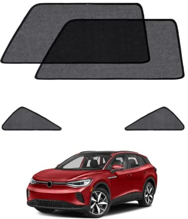 4-teiliges Auto-Sonnenschutz-Set für Volkswagen ID.4 (2020–2025), Sonnenblenden für hintere Seitenfenster und Dreiecksfenster – Atmungsaktives Mesh-Gewebe, UV- und Hitzeschutz, Sichtschutz für Baby