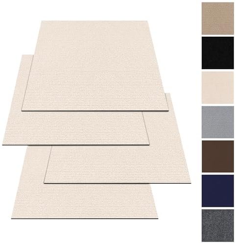 Teppichfliesen 50x50cm Teppichfliesen Selbstklebend - 10 Stück Set - 2.5m² - Teppichboden, Teppich Fliesen mit Rückendeckung, Strapazierfähiger Teppich Bodenbelag für Wohnung,Büro,Gewerbe, Beige