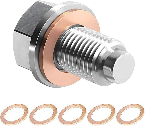Wohlstand Magnetische Ölablassschraube M14 x 1,25 Magnet Dichtung Ölwannenablassmutter Mit 5 Stück Kupferdichtung, Magnetische Ölwannenwanne Schraube Dichtring Ölablassschraube Auto Ölschraube Adapter