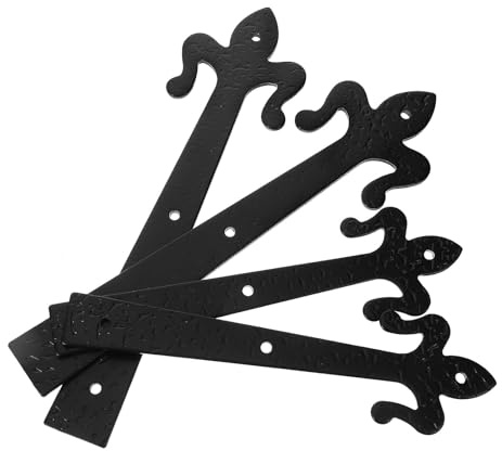 Dekorative Türscharniere für Garagentor, 1 Satz, Schwarz | Eisen mit Schrauben, Rostbeständig und Langlebig, Klassische Optik, Einfach Montierbar