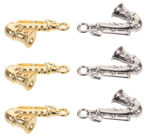 VILLCASE 6stücke Metall Anhänger mit Saxophon Motiv Musikschmuck für DIY Armbänder Schlüsselanhänger Geschenke für Musikliebhaber