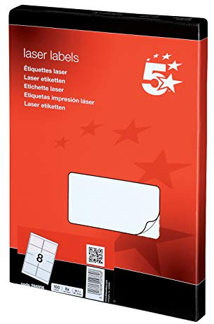 5 Star Office Multipurpose Labels Laser 8 per Sheet 99.1x67.7mm White [800 Labels]