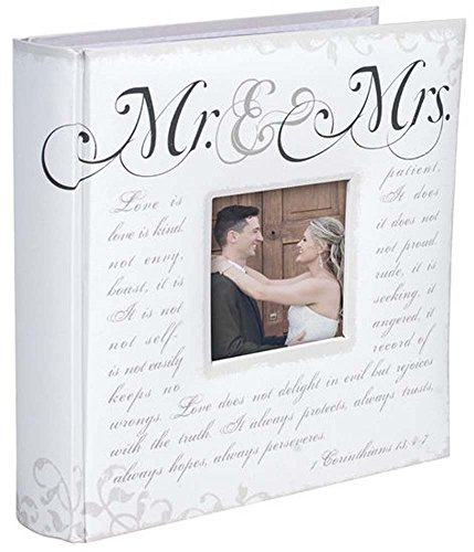 Mr & Mrs Corinthians Verse Wedding Photo Album holds 2 Up 4x6 Horizontal Book Bound with a Memo Writing Area by Malden International Designs