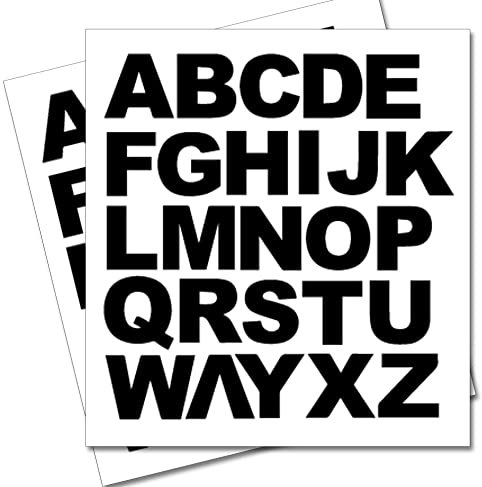 2 x Set of Full Alphabet Black Letters - Removable Self Adhesive Waterproof Durable Vinyl Stickers - Cut to The Sticker Shape - Size 20mm