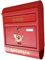 Großer Briefkasten/Postkasten XXL Rot Matt Runddach mit Zeitungsrolle und Befestigungsmaterial