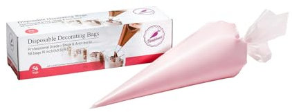 Keenpioneer Piping Bag - Disposable Cake Decorating Bag, Pastry Bag 56 Count, 16 inch, Clear