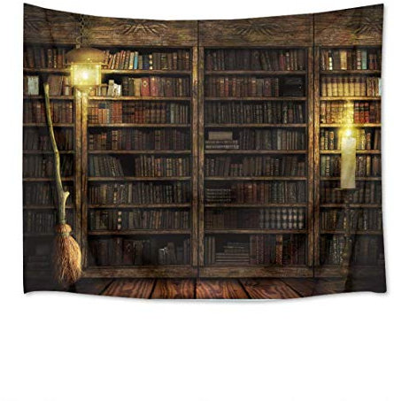 Alumuk Wandteppich Wandbehang Tapisserie Vintage Bücherregal Wandtuch Gobelin Tapestry Goa Indien Hippie-/ Boho Stil als Dekotuch/Tagesdecke indisch orientalisch Psychedelic(180 x 230cm)