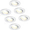 HCFEI 6er Set LED Einbaustrahler flach FLAT DIM 120°, 230V, 3W, Warmweiß 3000K, Einbauloch 68-75 mm, Silber gebürstet, Schwenkbar, Einbautiefe 25 mm