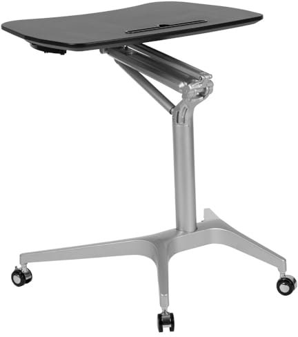 Flash Furniture Gia Mobile Sit-Down, ergonomischer Computer-Schreibtisch mit 71 cm Breite Oben (Verstellbereich 73,7 cm - 104,1 cm) Schwarz