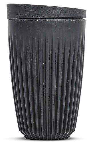 Huskee Cup & LID Charcoal | Wiederverwendbare Kaffee & Tee-Becher aus Kaffee-Schalen