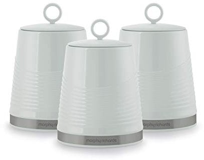 Morphy Richards 976007 Dune Kitchen Storage, Tea Coffee Sugar Set of 3 Canisters, Sage Green, 1