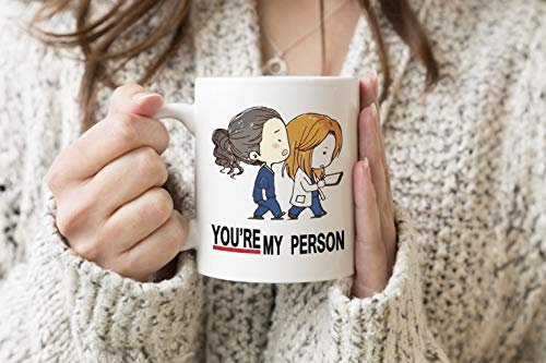 Greys Anatomy You Are My Person Anime Blanco Taza regular Taza 330 ml de té de café