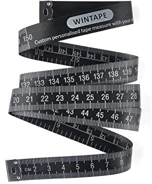 WINTAPE Schneidermaßband/Maßband Körper/Masband körpermaße/Körpermaßband, 150cm Maßband (Schwarz)