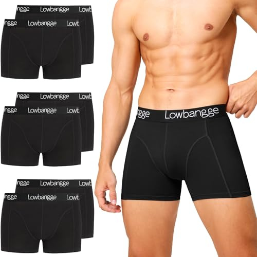 Lowbangge Boxershorts Herren Baumwolle 6er Pack, Komfort & atmungsaktiv | Unterhosen Männer Baumwolle, Figurnah sitzend, Sanft Zur Haut, Enge im Schritt vermeiden, Perfekt für täglichen Gebrauch