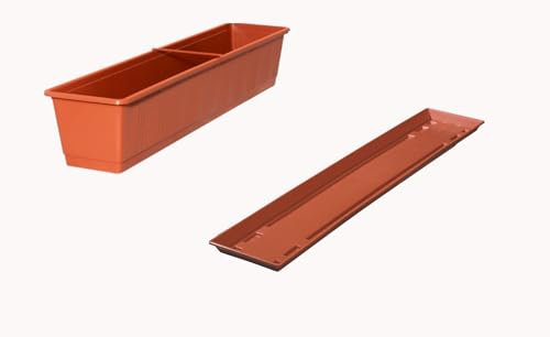 Fuchs seit 1895 Balkonkasten Standard mit passendem Untersetzer, Farben:Terracotta, Länge:100 cm