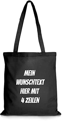 GERLINOVA Jutebeutel bedrucken mit Wunschtext, Stoffbeutel mit langen Henkeln, 100% Baumwolle