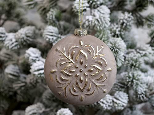 Chic Antique Weihnachtskugel Kugeln, Tropfen, Zapfen, Anhänger,Antik Glaskugel m.Muster Vintage Christbaumkugel Weihnachten X-Mas (51923-20 H11x8cm Mokka)