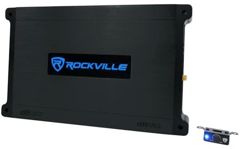 Rockville DBM13 3000W Peak/750W RMS Mono Amplifier for Boat Subwoofers, 2 Ohm, Weather-Resistant, Bass Remote, High-Performance Audio