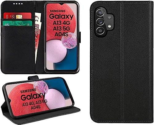 DN-Technology For Samsung Galaxy A13 / A04s Case Flip Folio Leather Wallet with Card Holder Book Stand Phone Cover For Samsung Galaxy A13 / A04s (BLACK)