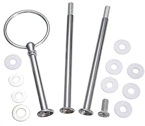 Wedding Party Cake Fruit Metal 3 Tier 13 Inch Plate Stand Handle Round Fittings Drill - Fruit Heavy Plate Handle Fittings Round Hardware Rod (Silver)