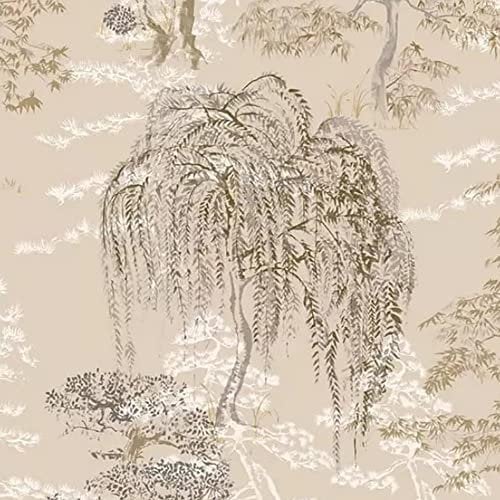 Oriental Garden Wallpaper Gold White Tree Floral Flower