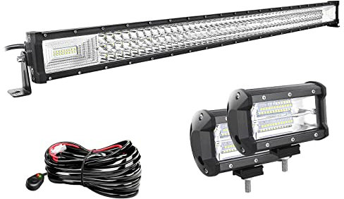 Willpower 42 Zoll 107CM 540W Led Arbeitsscheinwerfer Bar + 5 Zoll 13CM Led Scheinwerfer + Kabelbaum 12V 24V Flutlicht Spot Led Bar für Offroad Auto Traktor Zusatzscheinwerfer Rückfahrscheinwerfer
