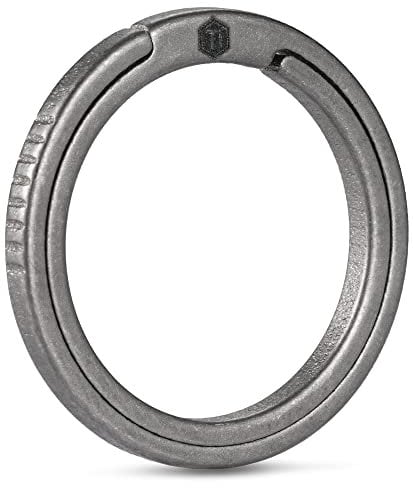 KeyUnity KA18 Flache Schlüsselringe aus Titan, 33/25/17,5 mm seitlicher Spaltring für Schlüsselkarabiner, Taschenlampe, Messer, Hundehalsbandmarke (1L)