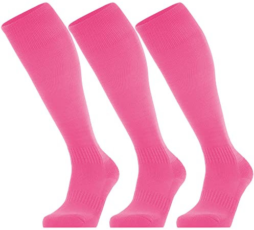 GRAPMKTG 3er-Pack FußballSocken für Männer und Frauen Softball Baseball Fußballstutzen Stutzenstrumpf Fußball-Kniestrümpfe für Kinder Erwachsene Schlauchsocken Rosa 35-38