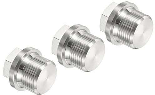 PATIKIL 3 Stück M22x1.5 Stecker Wasserdicht Staubdicht 304 Edelstahl Gewinde Sechskantkopf Buchse Massives Rohr Fitting