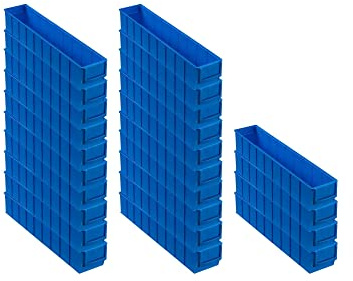 SuperSparSet 24x Blaue Industriebox 500 S | HxBxT 8,1x9,1x50cm | 2,8 Liter | Sichtlagerkasten, Sortimentskasten, Sortimentsbox, Kleinteilebox