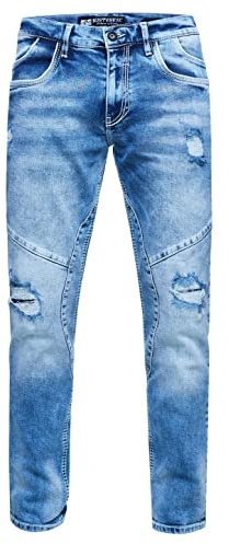 Rusty Neal Jeanshose Herren Jeans 'NISHO' Straight-Fit Stretch Streetwear Biker Jeans-Hose Destroyed Washed Biker-Pants 243