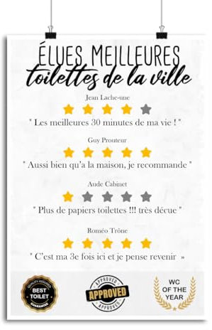 Otshirt Affiche Meilleures Toilettes | Imprimé en France, Cadeau Humour décoration Murale Poster Citation Anniversaire