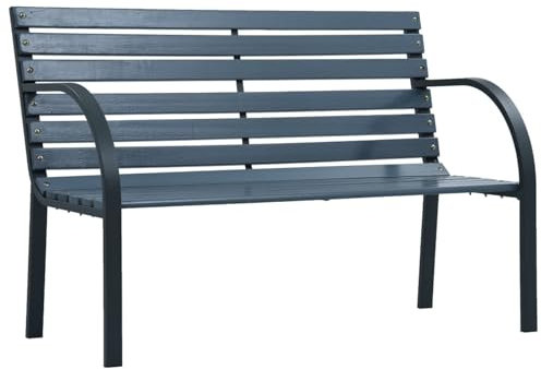 junzai Outside Bench,Metal Garden Bench,Cast Iron Garden Furniture,Garden Bench 120 cm Grey Wood